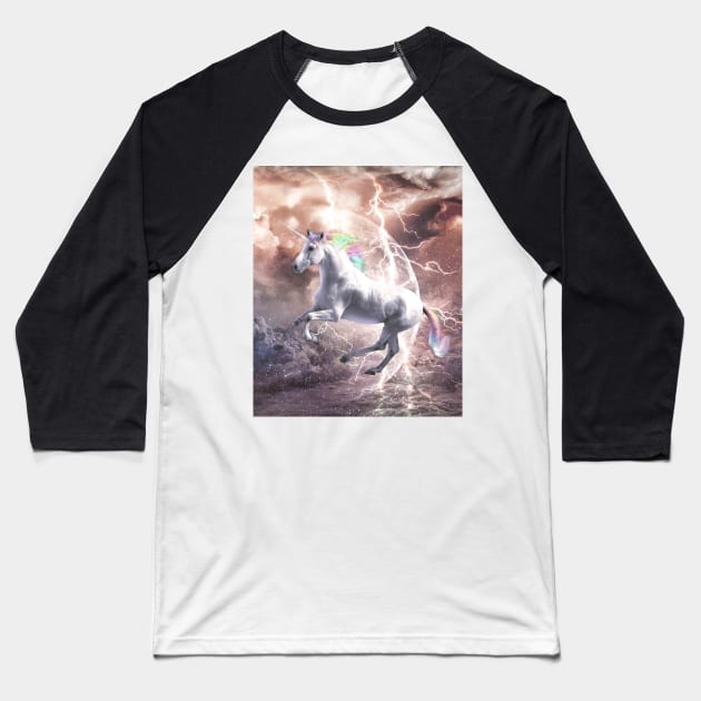 Epic Lightning Unicorn Baseball T-Shirt by Random Galaxy